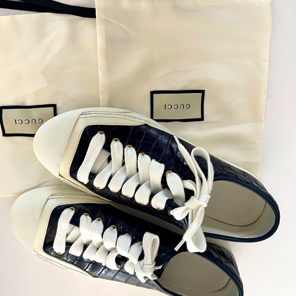 Gucci Men’s crocodile skin leather sneakers Made in Italy - Picture 8 of 10